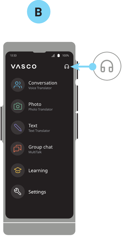 Primer uso: Vasco Translator - Paso 1