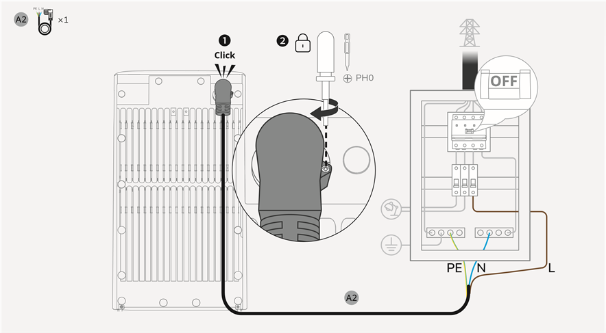 Conexi&oacute;n directa a trav&eacute;s de un interruptor autom&aacute;tico dom&eacute;stico