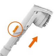 Para quitar la herramienta SpinScrub, presione el bot&oacute;n en la parte superior de la herramienta y tire para quitarla.