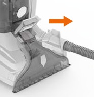 Para quitar la manguera, presione el bot&oacute;n en la parte inferior de la manguera y tire para quitarla.