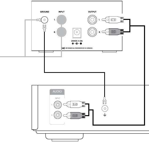 Conexi&oacute;n del amplificador/altavoz con alimentaci&oacute;n