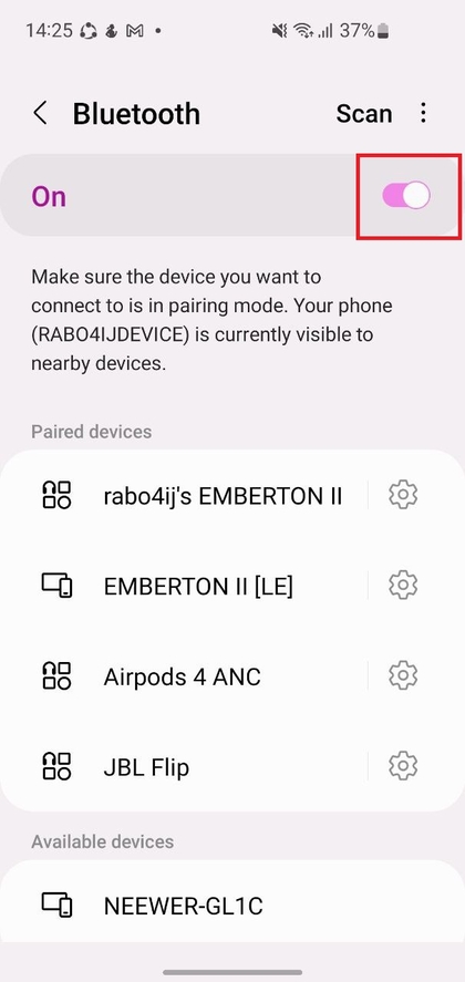 Activando el Bluetooth en un tel&eacute;fono inteligente