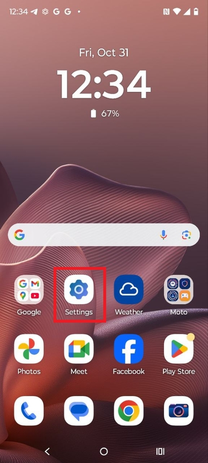 Icono de ajustes en Motorola Edge 60 Fusion