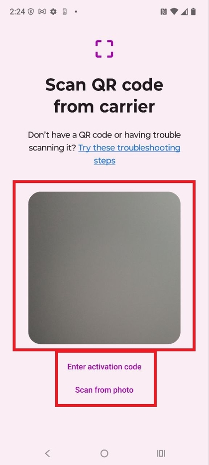 Escanear c&oacute;digo QR para eSIM en Motorola EDGE 60 Fusion