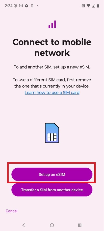 Opci&oacute;n Configurar eSIM en Motorola EDGE 60 Fusion