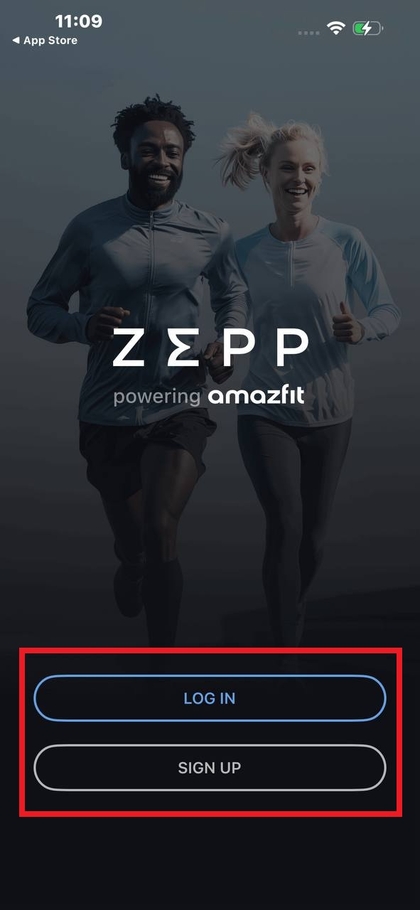 Iniciando sesi&oacute;n en la cuenta Zepp en iPhone