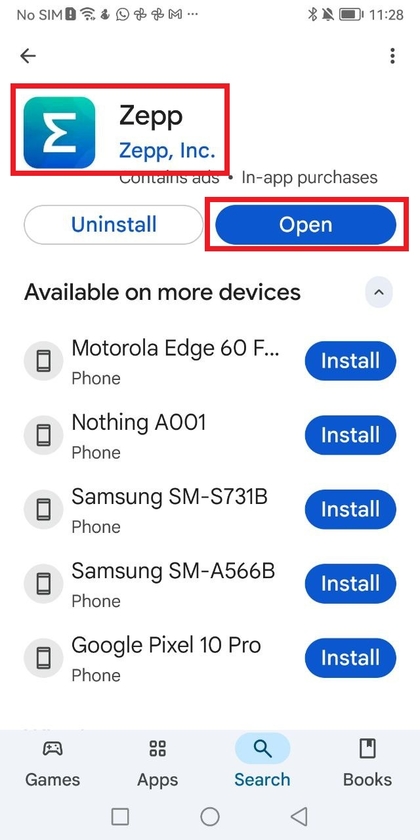 Instalar la aplicaci&oacute;n Zepp desde Google Play Store