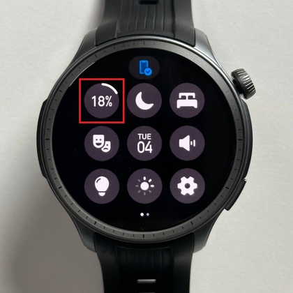 Encuentra el icono en Amazfit Balance que indica el modo de ahorro de energ&iacute;a