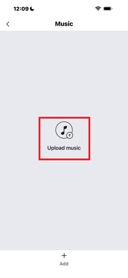 Interfaz de carga de m&uacute;sica en la aplicaci&oacute;n Zepp