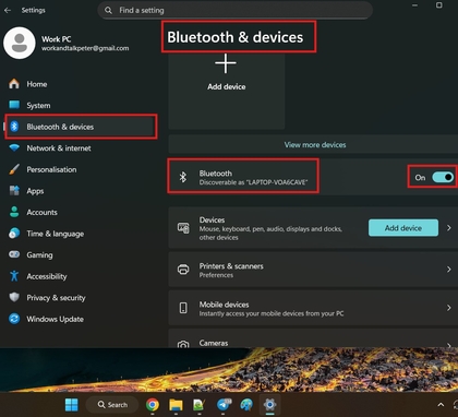 Configuraci&oacute;n de Bluetooth en un dispositivo Windows