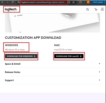 Descargando la aplicaci&oacute;n Logi Options+