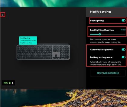 Guardando los cambios de retroiluminaci&oacute;n en MX Keys S