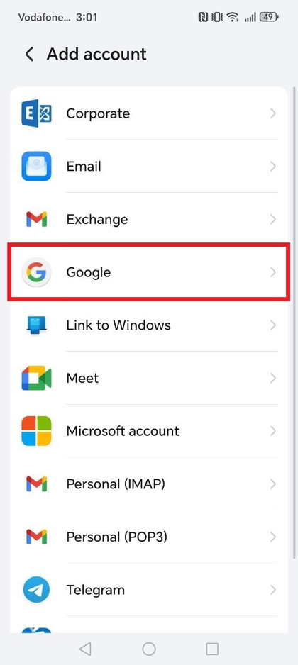 Elige Google para a&ntilde;adir una cuenta