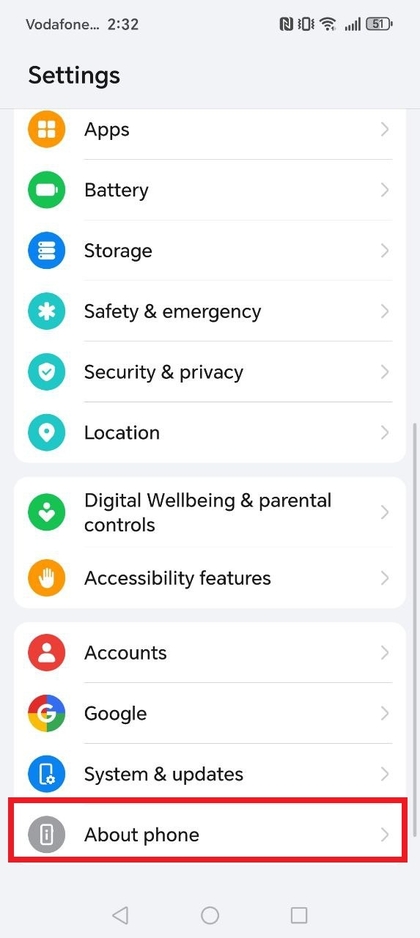 Acceder a la informaci&oacute;n del tel&eacute;fono en HONOR 400 Lite