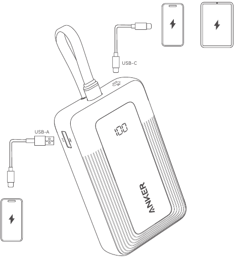 Carga de sus dispositivos - Con los puertos USB