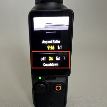 Seleccionando el temporizador de 3 segundos en DJI Osmo Pocket 3