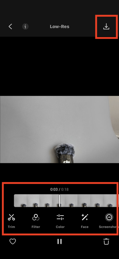 Descarga de v&iacute;deo desde la aplicaci&oacute;n DJI Mimo al almacenamiento del tel&eacute;fono