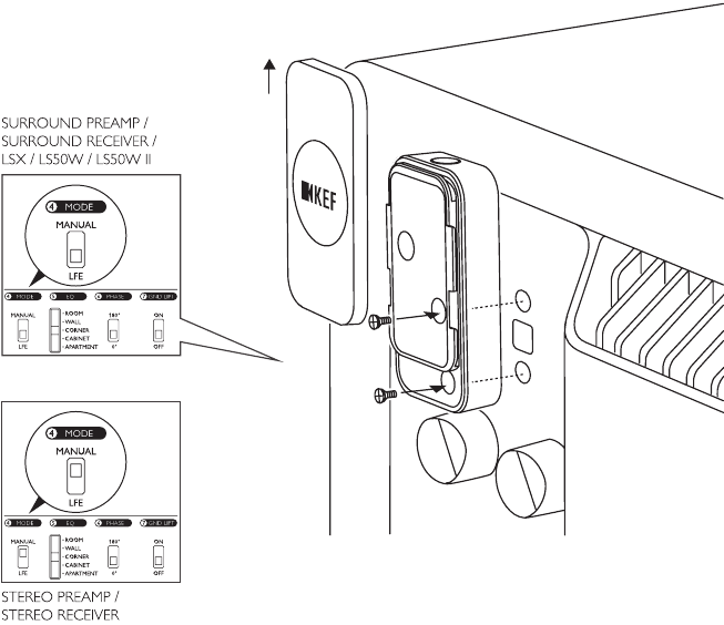 Conexi&oacute;n al kit adaptador de subwoofer inal&aacute;mbrico KWI