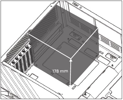 Espacio libre del hardware - Espacio libre para la altura de la CPU
