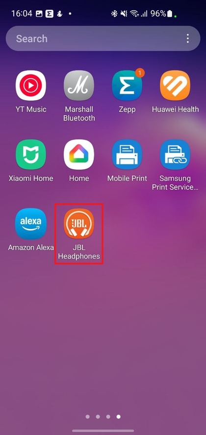 Icono de la aplicaci&oacute;n JBL en el smartphone