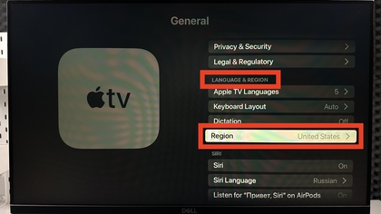 Configuraci&oacute;n de regi&oacute;n e idioma en Apple TV