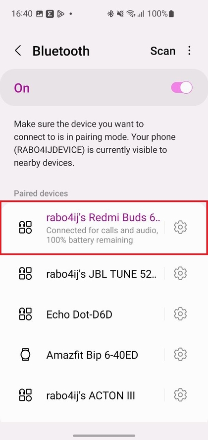 Conectar los Xiaomi Redmi Buds 6 Lite a trav&eacute;s de Bluetooth