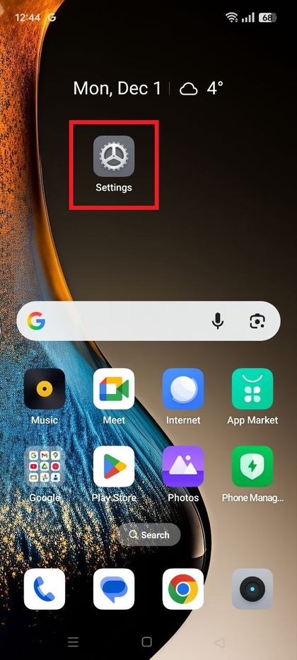 Icono de ajustes de Realme C75