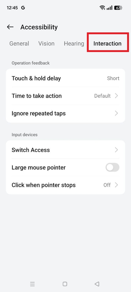 Ajustes de retardo de tocar y mantener pulsado en Realme C75
