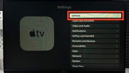 Men&uacute; de ajustes generales del Apple TV