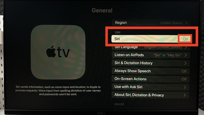 Alternador de ajustes de Siri del Apple TV