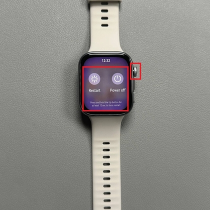 Men&uacute; de encendido del Huawei Watch Fit 4