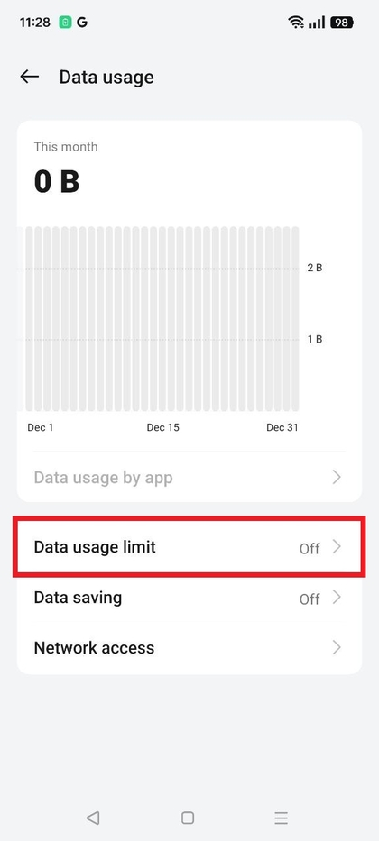 Acceder al l&iacute;mite de uso de datos