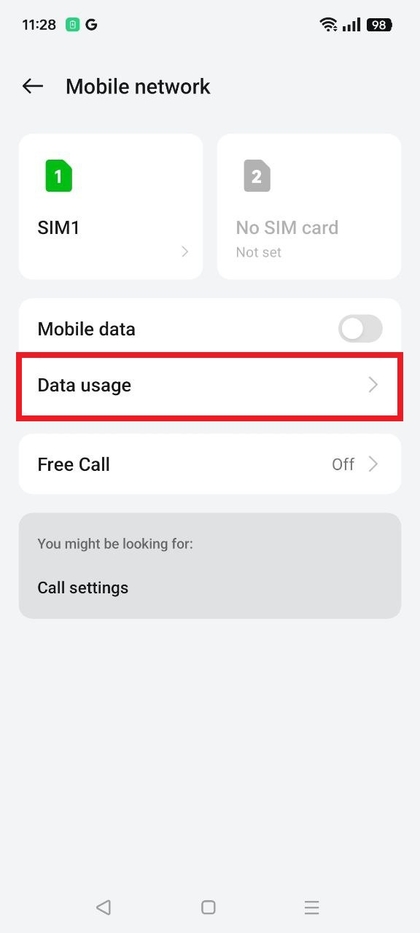 Navegar hasta Uso de datos