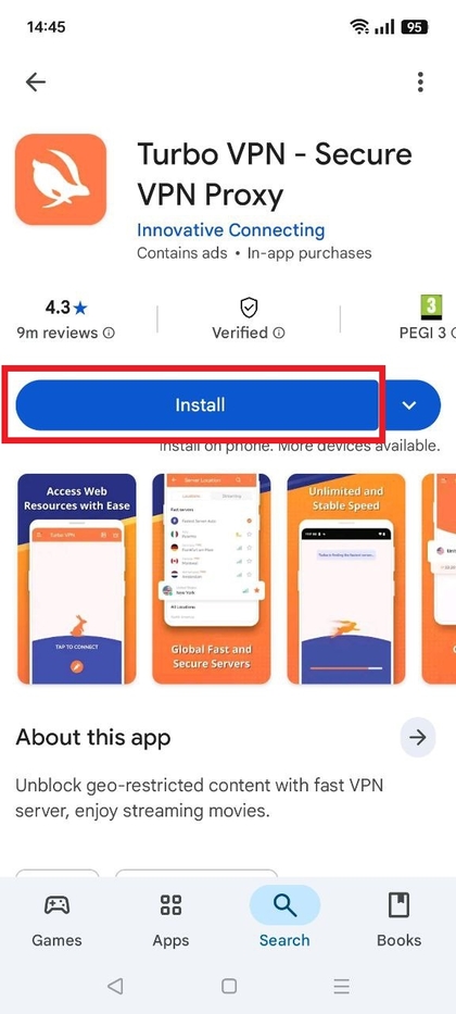 Bot&oacute;n para instalar la aplicaci&oacute;n VPN