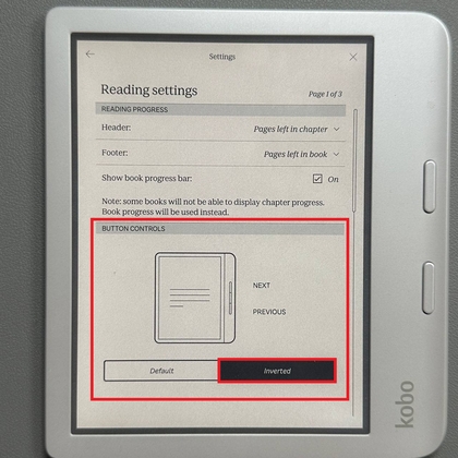 Orientaci&oacute;n de botones invertida en Kobo Libra Colour