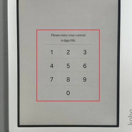 Introduciendo el PIN para desbloquear Kobo Libra Colour