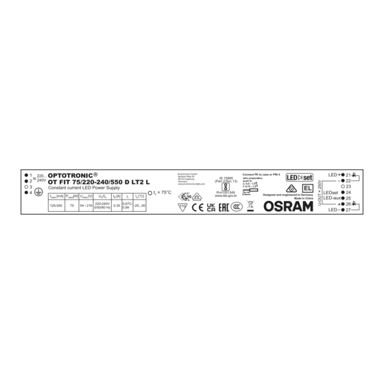 Osram OPTOTRONIC OT FIT 35/220-240/350 D LT2 L Manual De Instrucciones