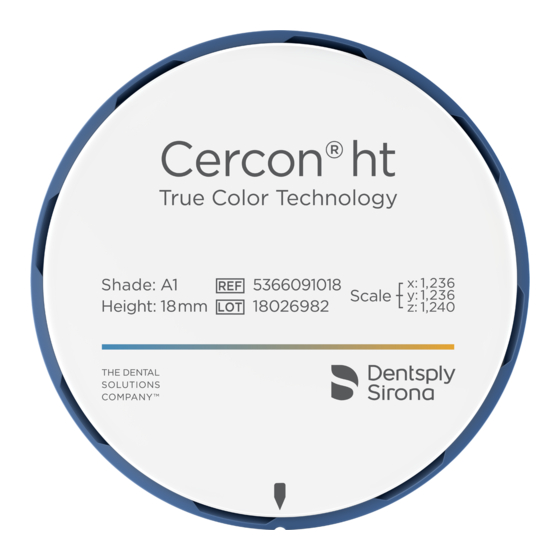 Dentsply Sirona Cercon ht Instrucciones De Uso