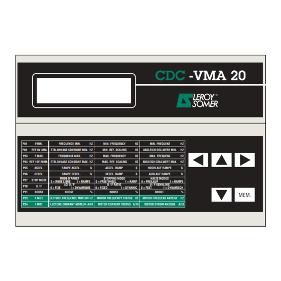 Leroy-Somer VARMECA-20 Instrucciones De Parametrización