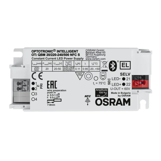 Osram OPTOTRONIC OTi QBM 20/220-240/500 NFC I Manual De Instrucciones