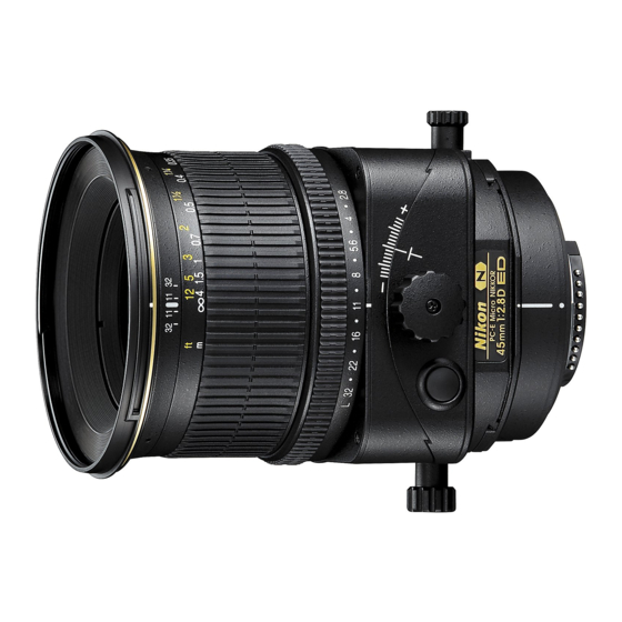 Nikon PC-E Micro NIKKOR 45mm f/2.8D ED Manual Del Usuario