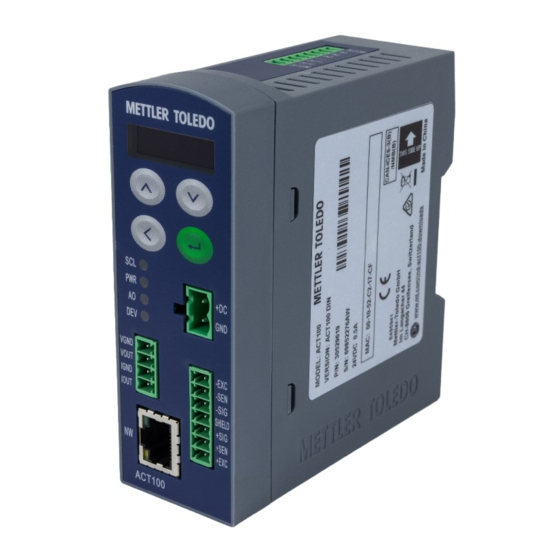 Mettler Toledo ACT100 Guía Rápida
