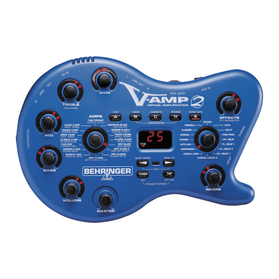 Behringer V-AMP 2 Instrucciones Breves