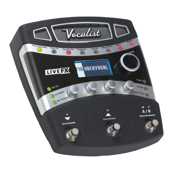 DigiTech Vocalist Live FX Manuales