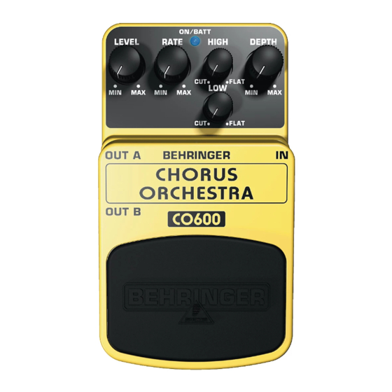 Behringer CHORUS ORCHESTRA CO600 Guia De Inicio Rapido