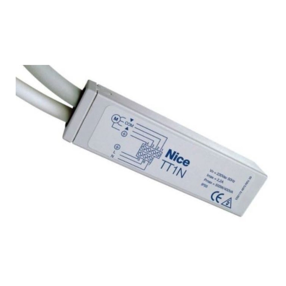 Nice mindy TT1N Instrucciones Y Advertencias Para El Instalador