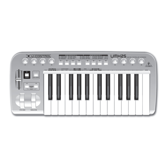 Behringer U-CONTROL UMX25 Instrucciones Breves