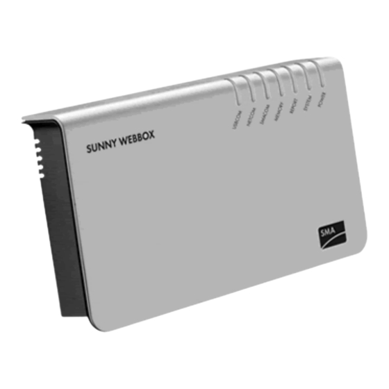 SMA SUNNY WEBBOX Instrucciones De Uso