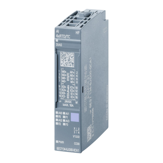 Siemens Al 4xRTD/TC 2-/3-/4-wire HF Manual De Producto