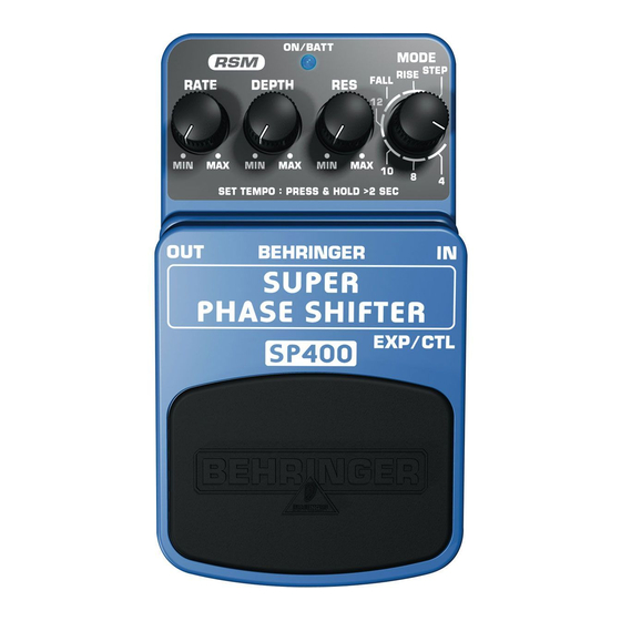 Behringer Super Phase Shifter SP400 Guia De Inicio Rapido